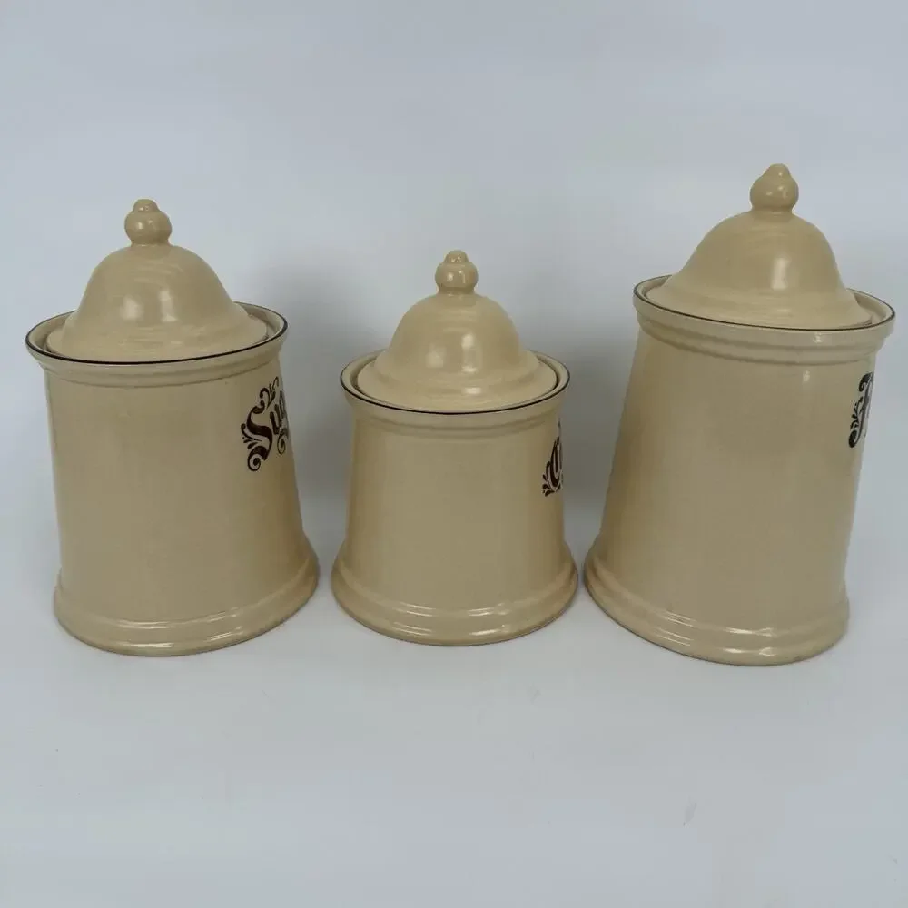 Pfaltzgraff USA Village Canister Set Flour Coffee Sugar w/Lids (3 Piece Set)